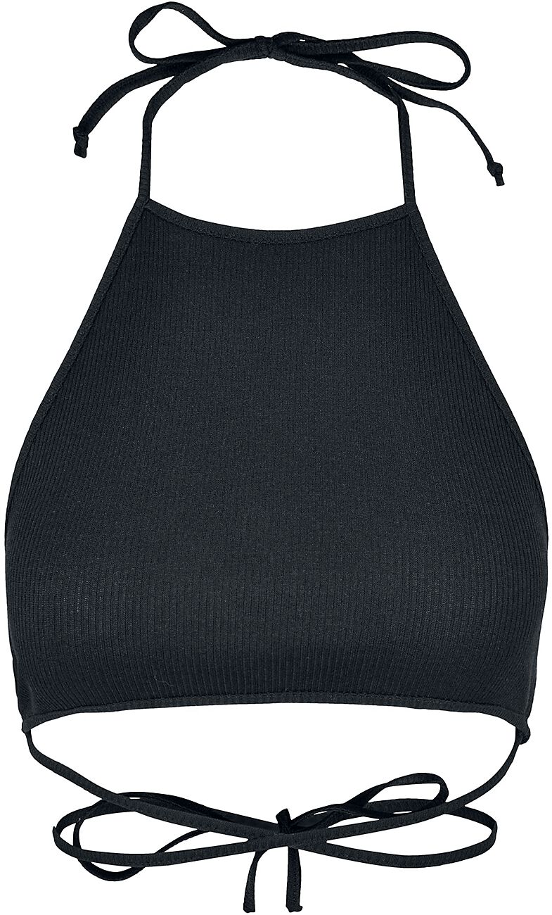 Top  de Urban Classics - Crop Top Trapèze Côtelé - L à XL - pour Femme - noir - Urban Classics