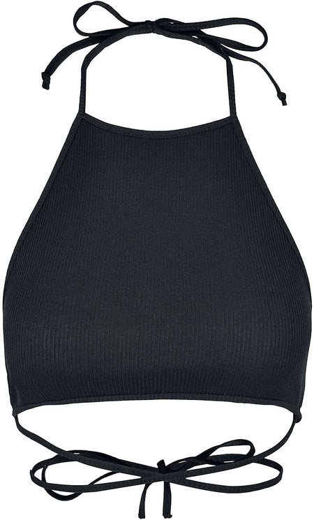 Top  de Urban Classics - Crop Top Trapèze Côtelé - L à XL - pour Femme - noir - Urban Classics