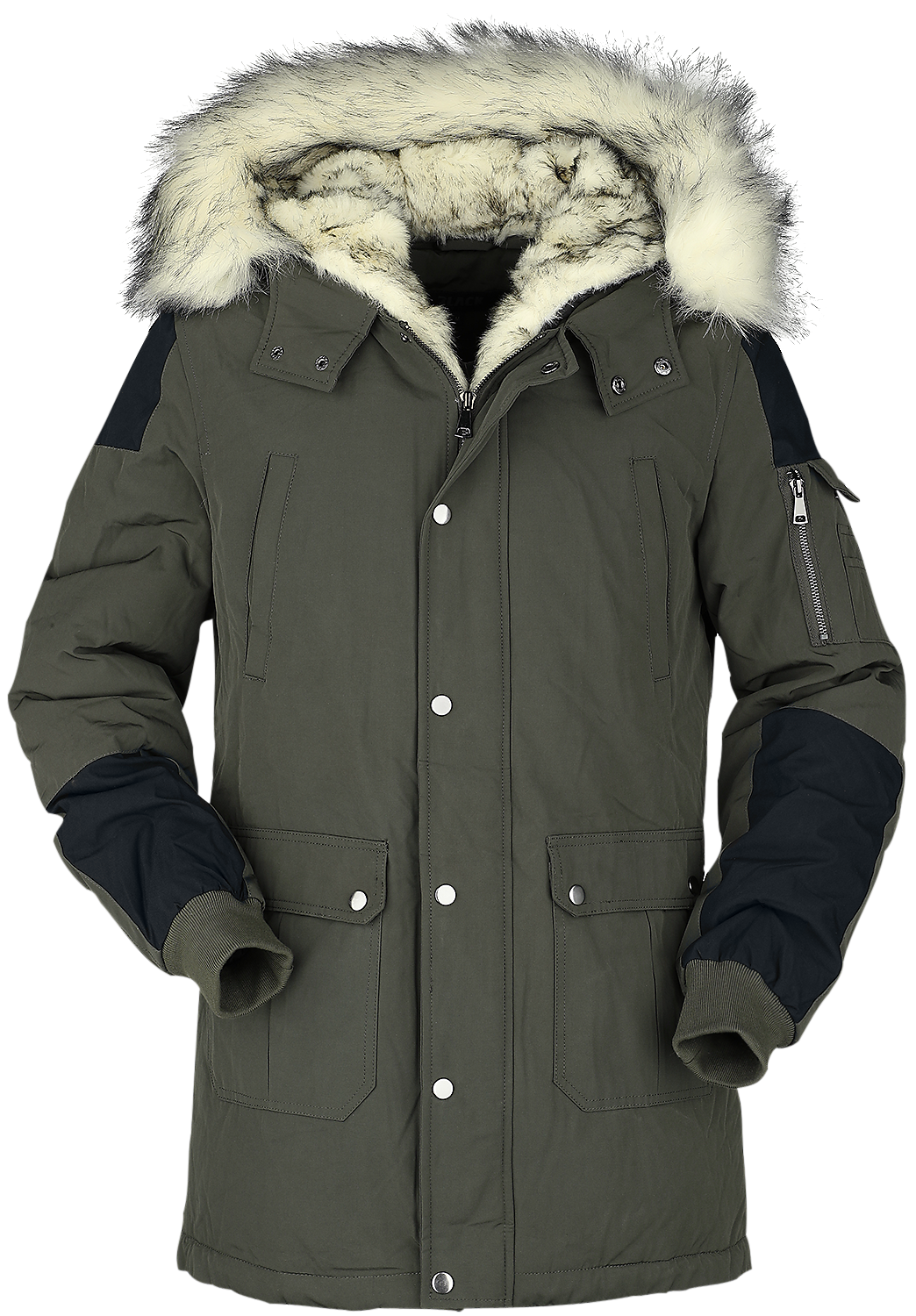 Veste d'hiver  de Black Premium by EMP - Veste d'Hiver Décontractée Avec Col Fausse Fourrure - S à M - pour Homme - olive - Black Premium by EMP - View 2