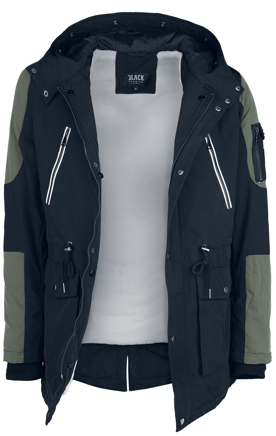 Veste d'hiver  de Black Premium by EMP - Veste d'Hiver Décontractée Avec Col Fausse Fourrure - S à M - pour Homme - noir/olive - Black Premium by EMP