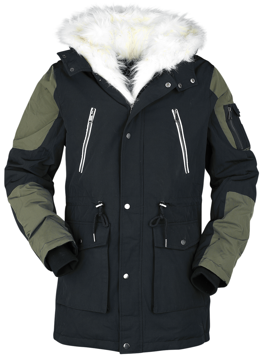 Veste d'hiver  de Black Premium by EMP - Veste d'Hiver Décontractée Avec Col Fausse Fourrure - S à M - pour Homme - noir/olive - Black Premium by EMP - View 2
