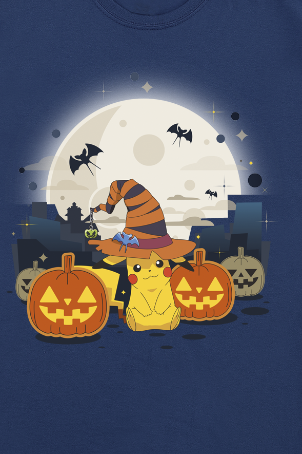 T-shirt Gaming de Pokémon - Enfants - Pikachu - Halloween - 128 à 164 - pour filles & garçonse - bleu foncé - Pokémon - View 2