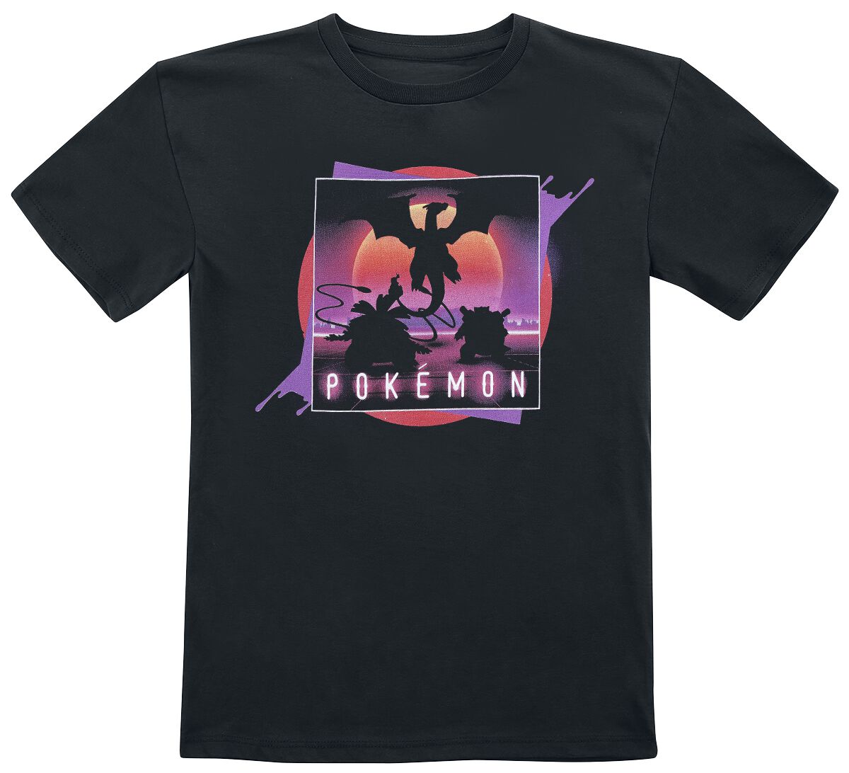T-Shirt Manches courtes Gaming de Pokémon - Enfants - Néon - 104 à 152 - pour Unisexe - noir - Pokémon