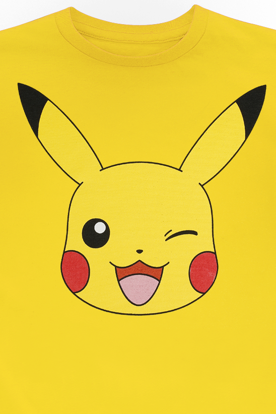 T-Shirt Manches courtes Gaming de Pokémon - Enfants - Pikachu - Tête Pikachu - 128 à 152 - pour Unisexe - jaune - Pokémon - View 2