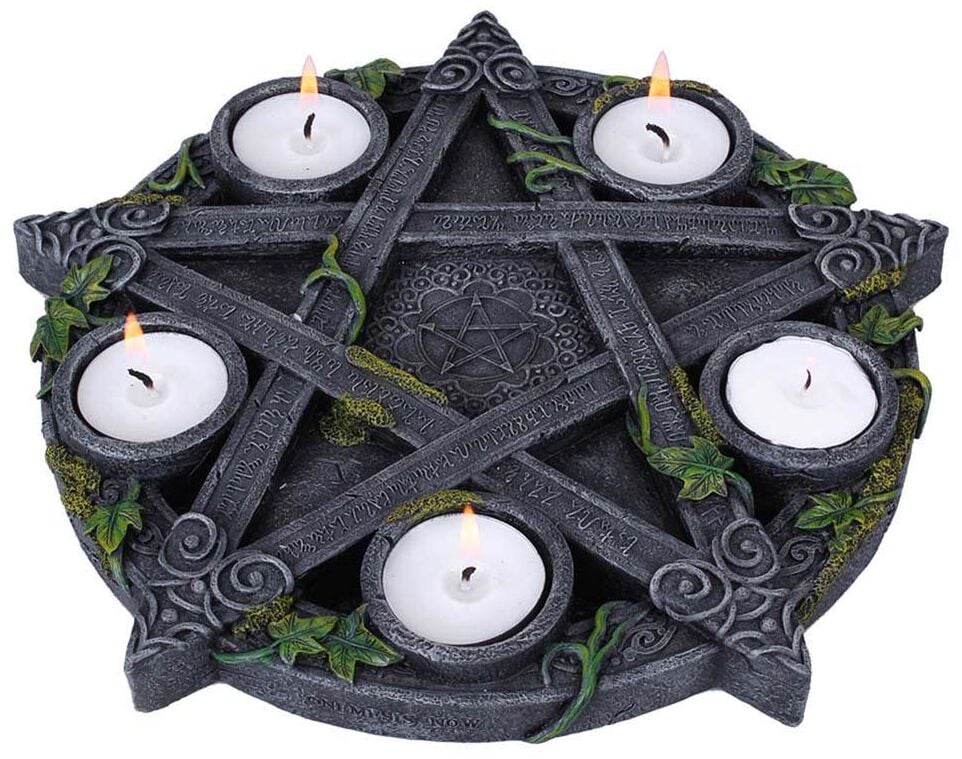 Bougeoir tea-light Gothic de Nemesis Now - Photophore Wiccan Pentagram - pour Unisexe - Standard - Nemesis Now