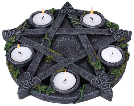 Bougeoir tea-light Gothic de Nemesis Now - Photophore Wiccan Pentagram - pour Unisexe - Standard - Nemesis Now