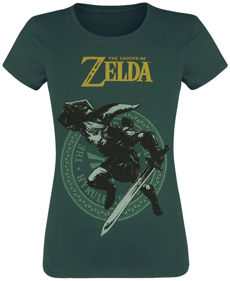 T-Shirt Manches courtes Gaming de The Legend Of Zelda - Pose Link - M à XXL - pour Unisexe - vert foncé - The Legend Of Zelda