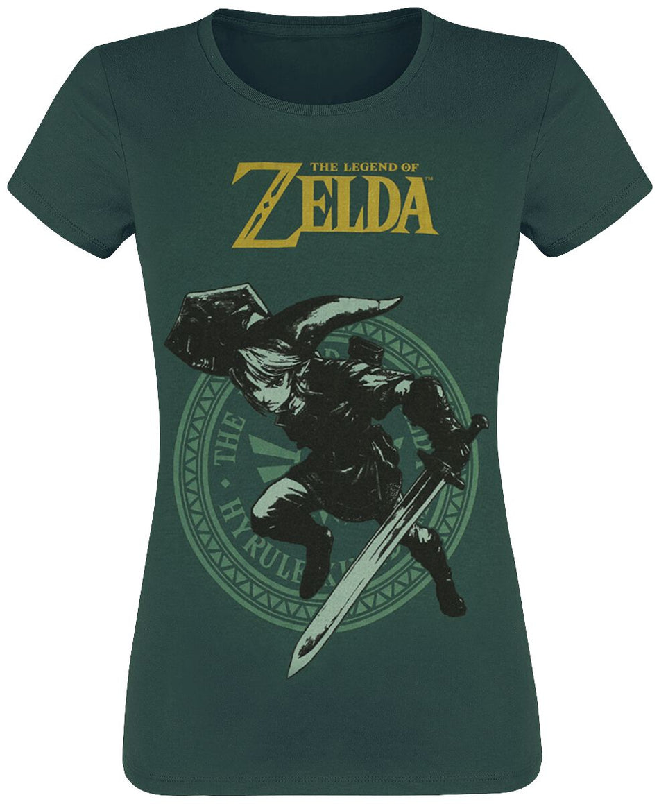 T-Shirt Manches courtes Gaming de The Legend Of Zelda - Pose Link - M à XXL - pour Unisexe - vert foncé - The Legend Of Zelda