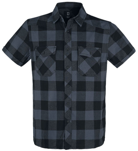 Chemise manches courtes  de Brandit - Chemise À Carreaux Manches Courtes - S à 5XL - pour Homme - noir/gris - Brandit