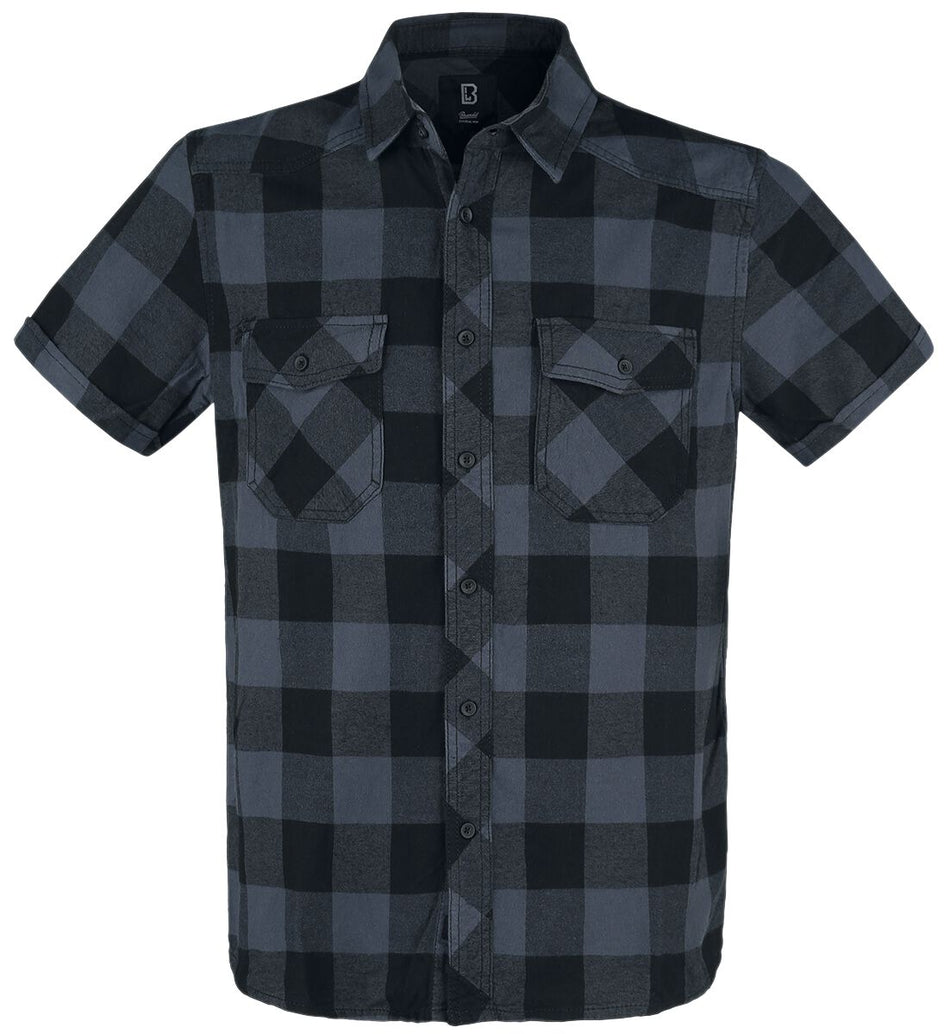 Chemise manches courtes  de Brandit - Chemise À Carreaux Manches Courtes - S à 5XL - pour Homme - noir/gris - Brandit
