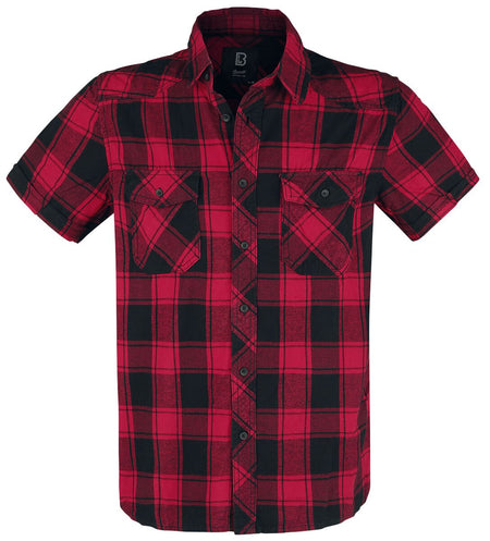Chemise manches courtes  de Brandit - Chemise À Carreaux Manches Courtes - S à 7XL - pour Homme - noir/rouge - Brandit