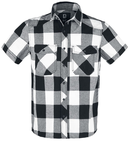 Chemise manches courtes  de Brandit - Chemise À Carreaux Manches Courtes - S à 5XL - pour Homme - blanc/noir - Brandit