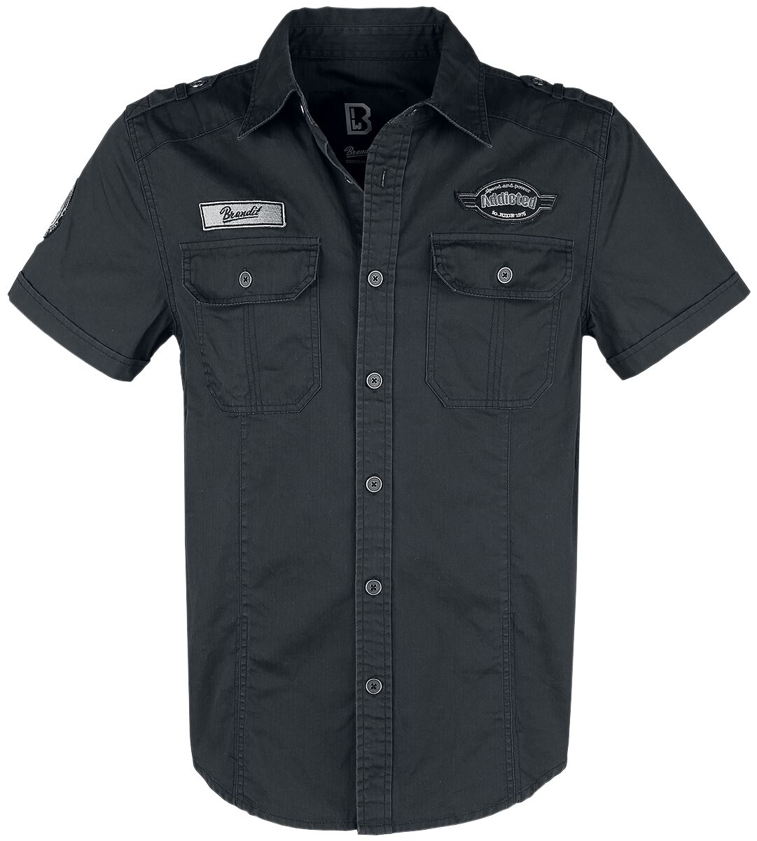 Chemise manches courtes  de Brandit - Chemise Manches Courtes Vintage Luis - M à 5XL - pour Homme - noir - Brandit