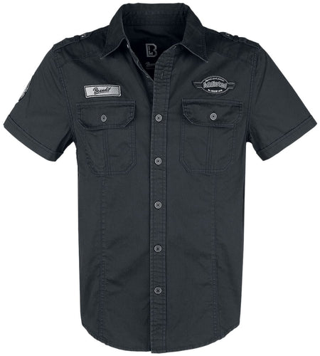 Chemise manches courtes  de Brandit - Chemise Manches Courtes Vintage Luis - M à 5XL - pour Homme - noir - Brandit