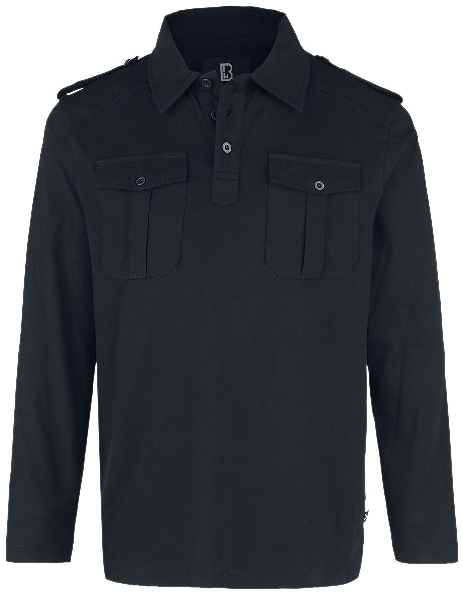 T-shirt manches longues  de Brandit - Chemise Polo Manches Longues Willis - M à 7XL - pour Homme - noir - Brandit