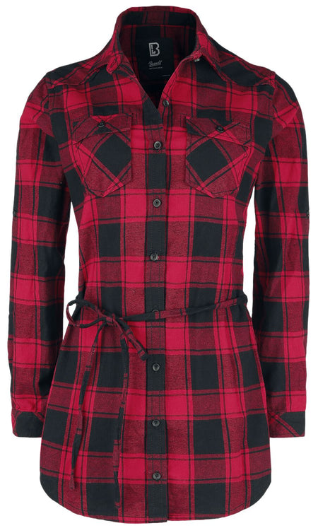 Chemise manches longues  de Brandit - Chemise Longue Lucy - XS à 5XL - pour Femme - rouge/noir - Brandit