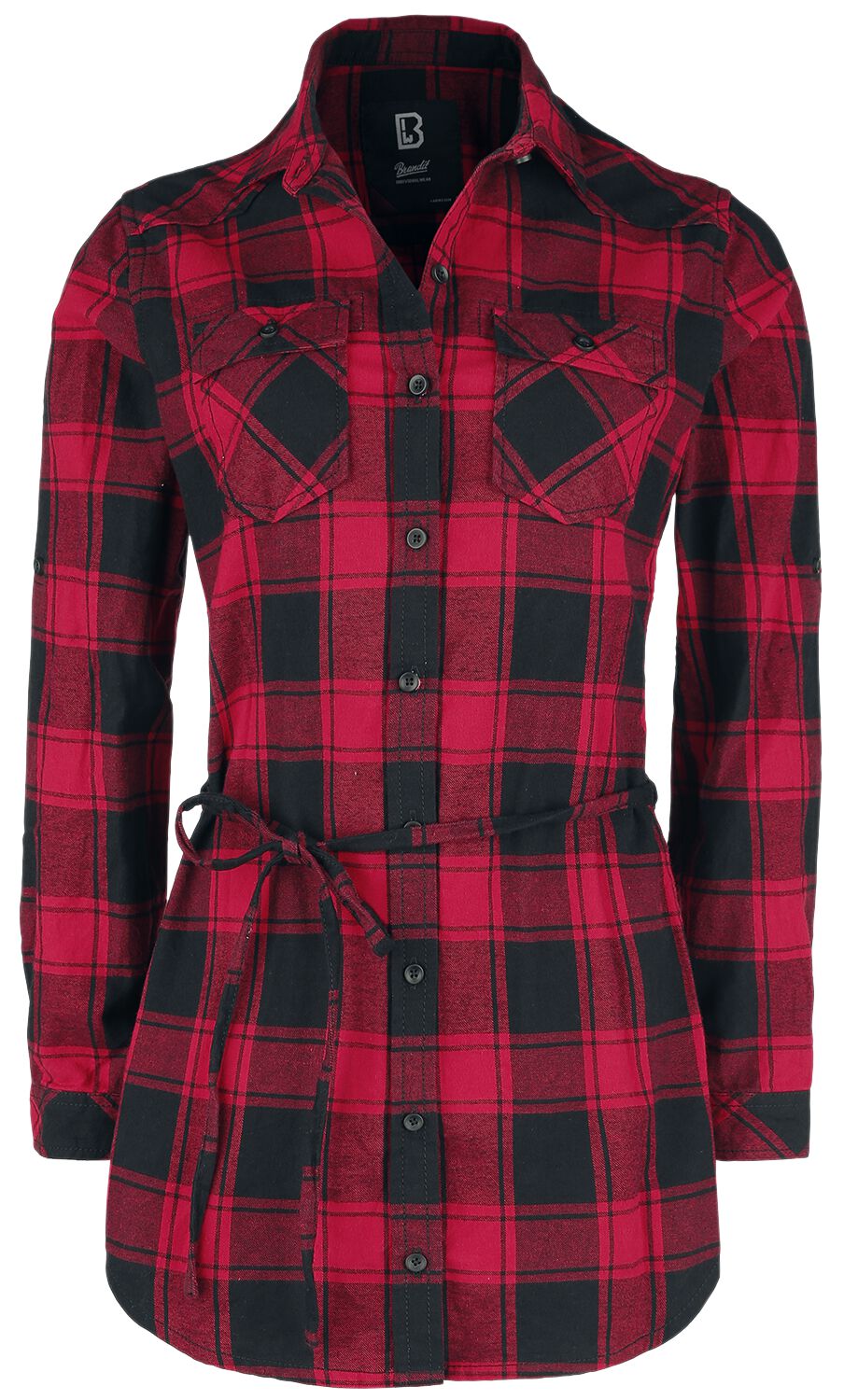 Chemise manches longues  de Brandit - Chemise Longue Lucy - XS à 5XL - pour Femme - rouge/noir - Brandit