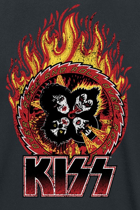T-Shirt Manches courtes  de Kiss - Rock And Roll Over Flames - M - pour Homme - noir - Kiss - View 2