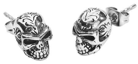 Set de boucles d'oreilles Gothic de etNox - Tattoo Crâne - pour Unisexe - couleur argent - etNox