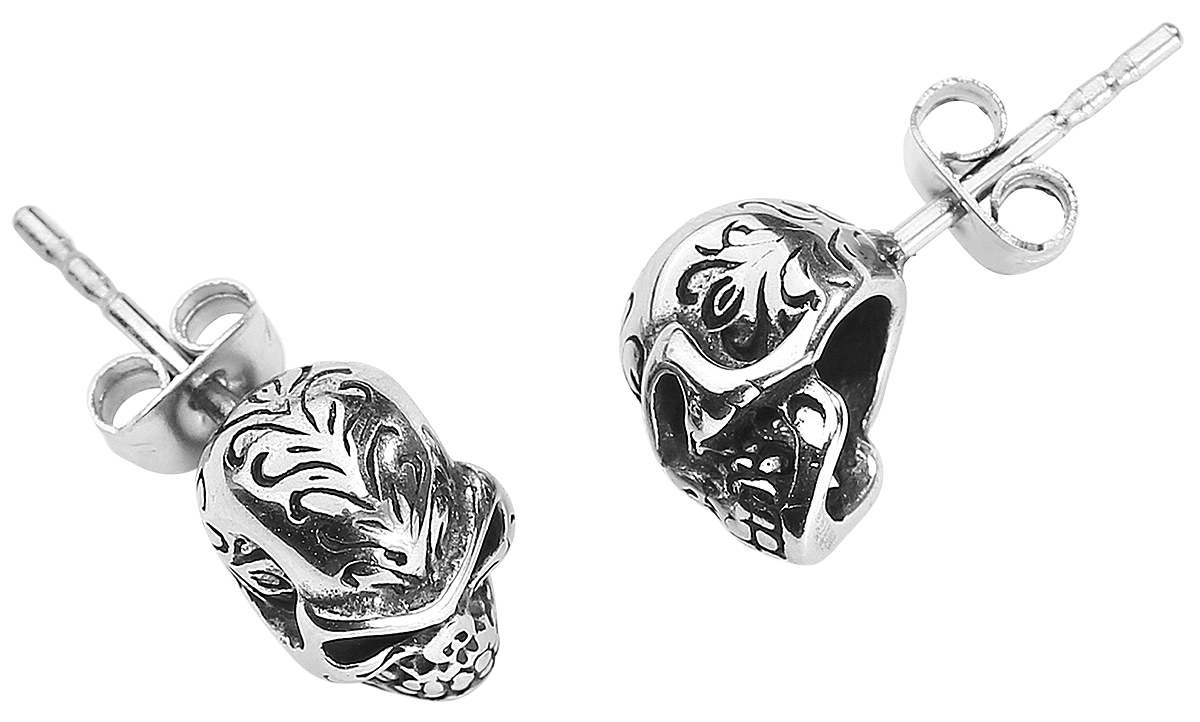 Set de boucles d'oreilles Gothic de etNox - Tattoo Crâne - pour Unisexe - couleur argent - etNox - View 2