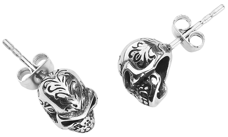 Set de boucles d'oreilles Gothic de etNox - Tattoo Crâne - pour Unisexe - couleur argent - etNox - View 2