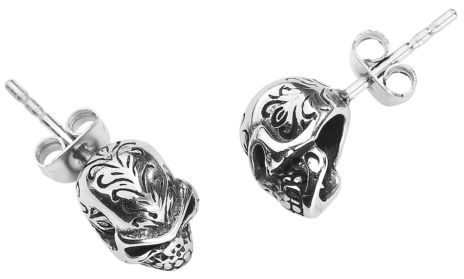 Set de boucles d'oreilles Gothic de etNox - Tattoo Crâne - pour Unisexe - couleur argent - etNox - View 2