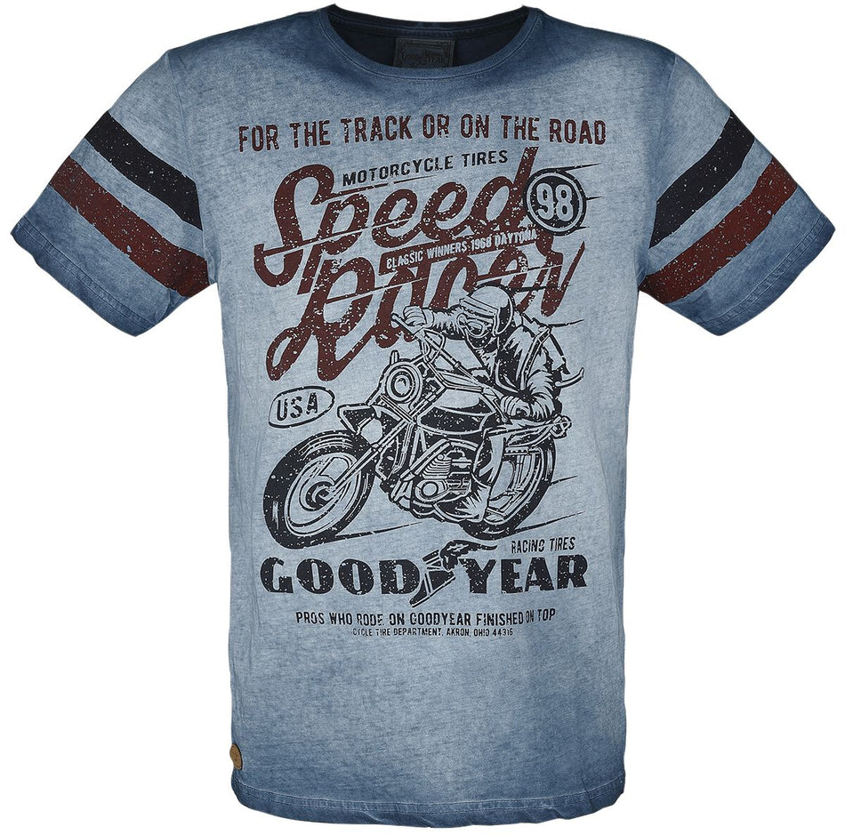 T-Shirt Manches courtes Rockabilly de GoodYear - T-Shirt Homme Confortable - S à 3XL - pour Homme - bleu - Goodyear