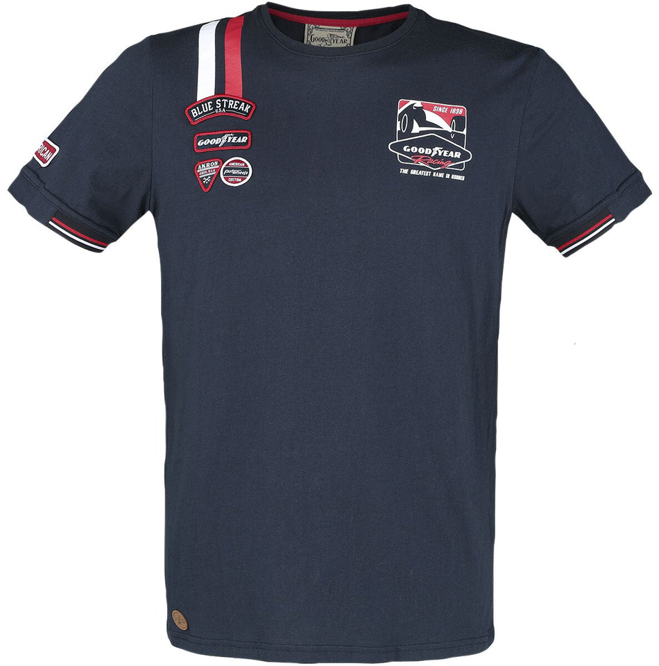 T-Shirt Manches courtes Rockabilly de GoodYear - T-Shirt Homme Confortable - S à 3XL - pour Homme - marine - Goodyear