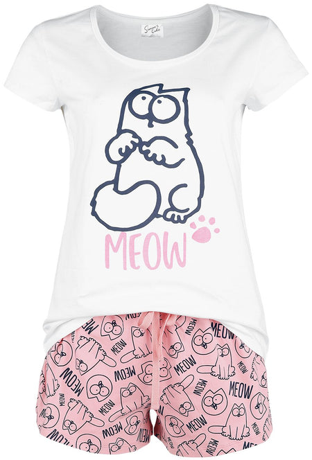 Pyjama  de Simon's Cat - Meow - S à 3XL - pour Femme - blanc/rose - Simon's Cat
