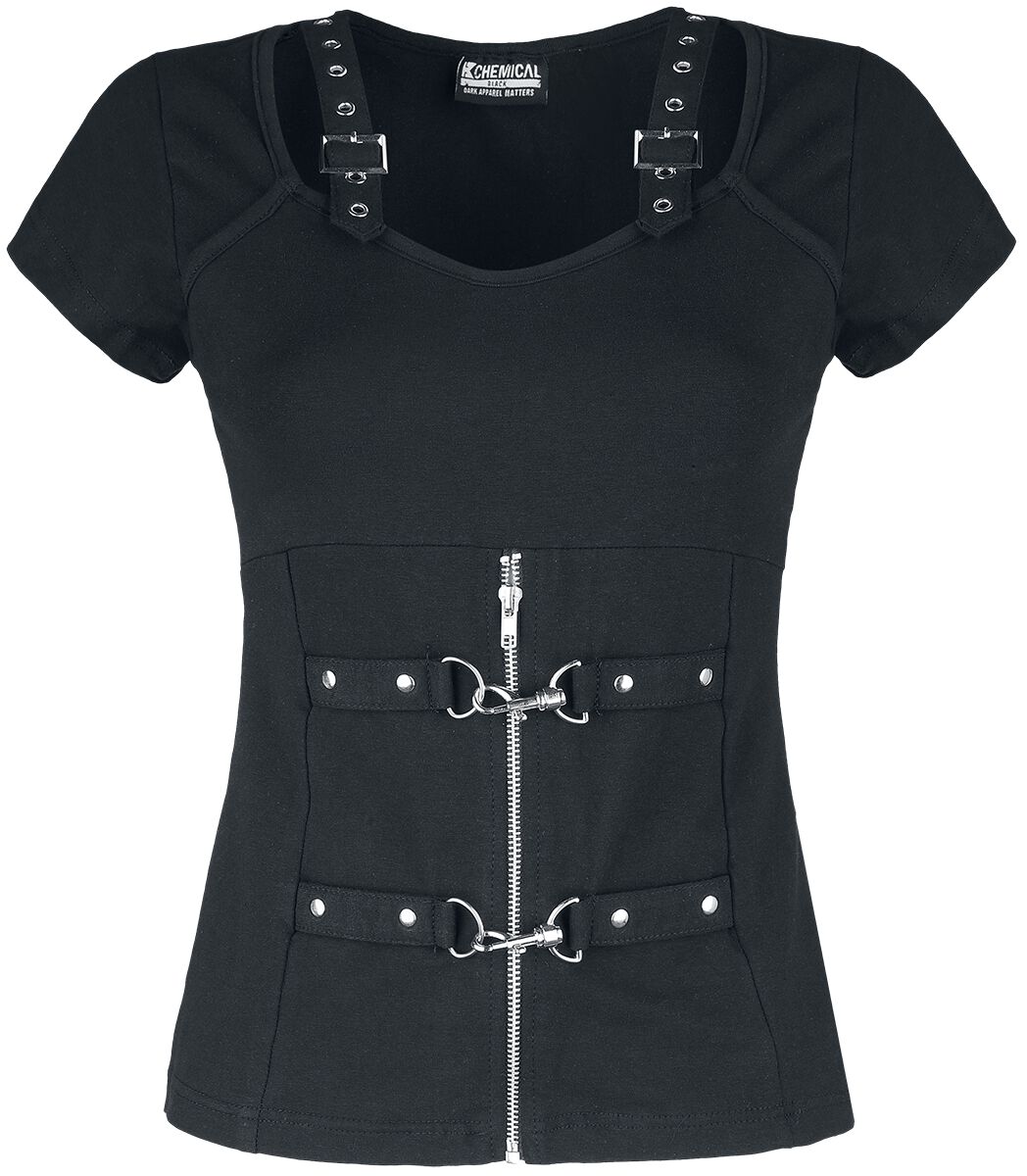 T-Shirt Manches courtes Gothic de Chemical Black - Haut Maniacal - S à M - pour Femme - noir - Chemical Black