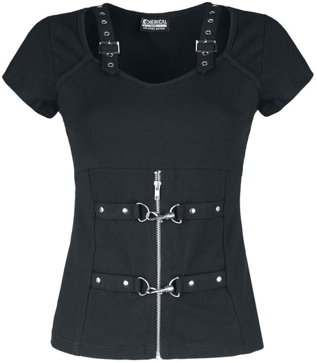 T-Shirt Manches courtes Gothic de Chemical Black - Haut Maniacal - S à M - pour Femme - noir - Chemical Black