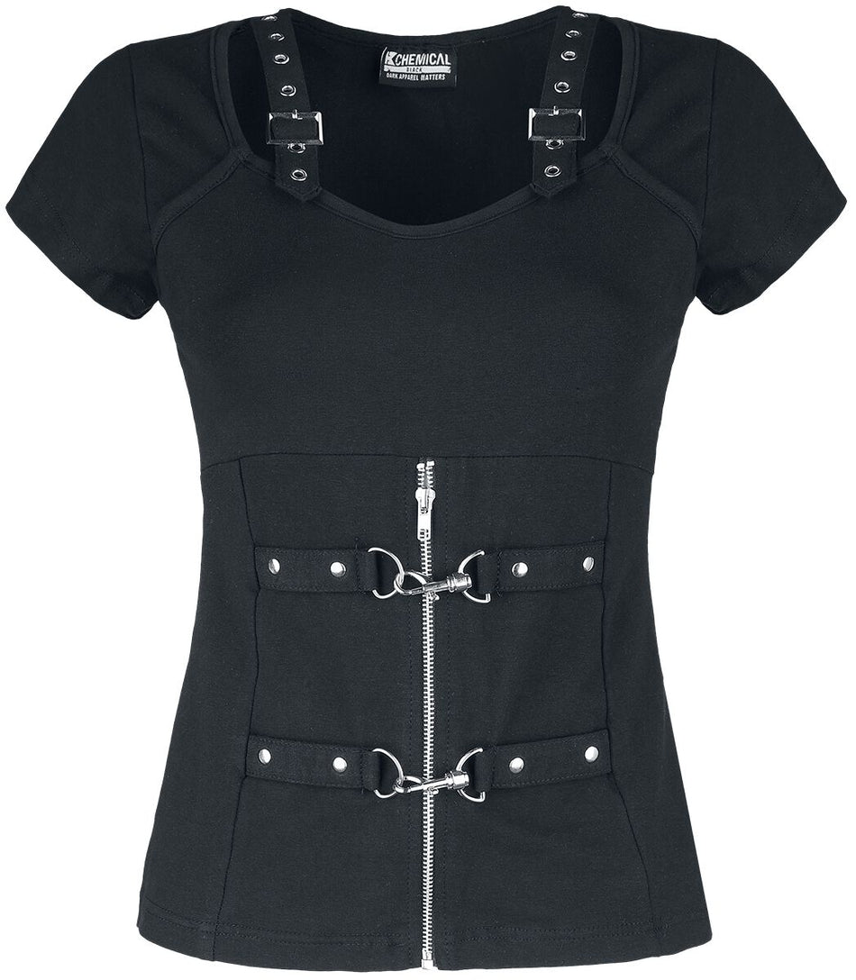 T-Shirt Manches courtes Gothic de Chemical Black - Haut Maniacal - S à M - pour Femme - noir - Chemical Black