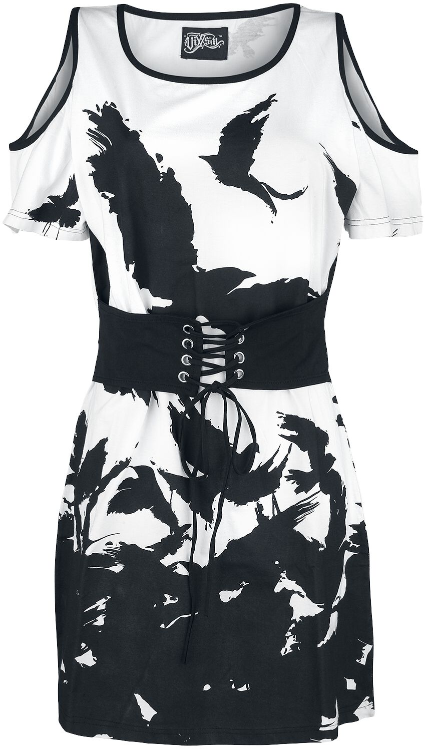 T-Shirt Manches courtes Gothic de Vixxsin - Haut Night Of The Crow - XS à XXL - pour Femme - noir/blanc - Vixxsin