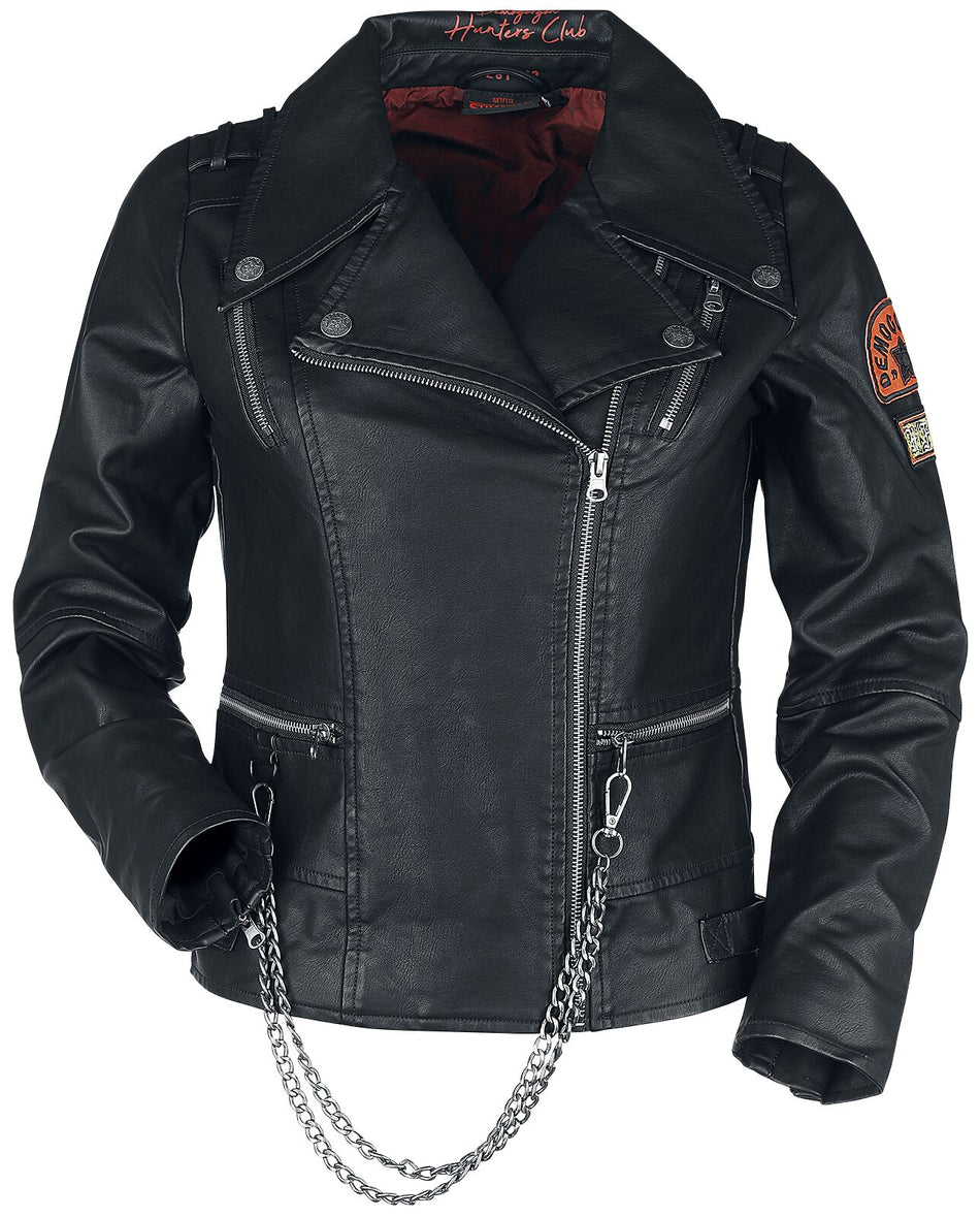 Veste en imitation cuir Gothic de Stranger Things - Hellfire Club - L - pour Femme - noir - Stranger Things