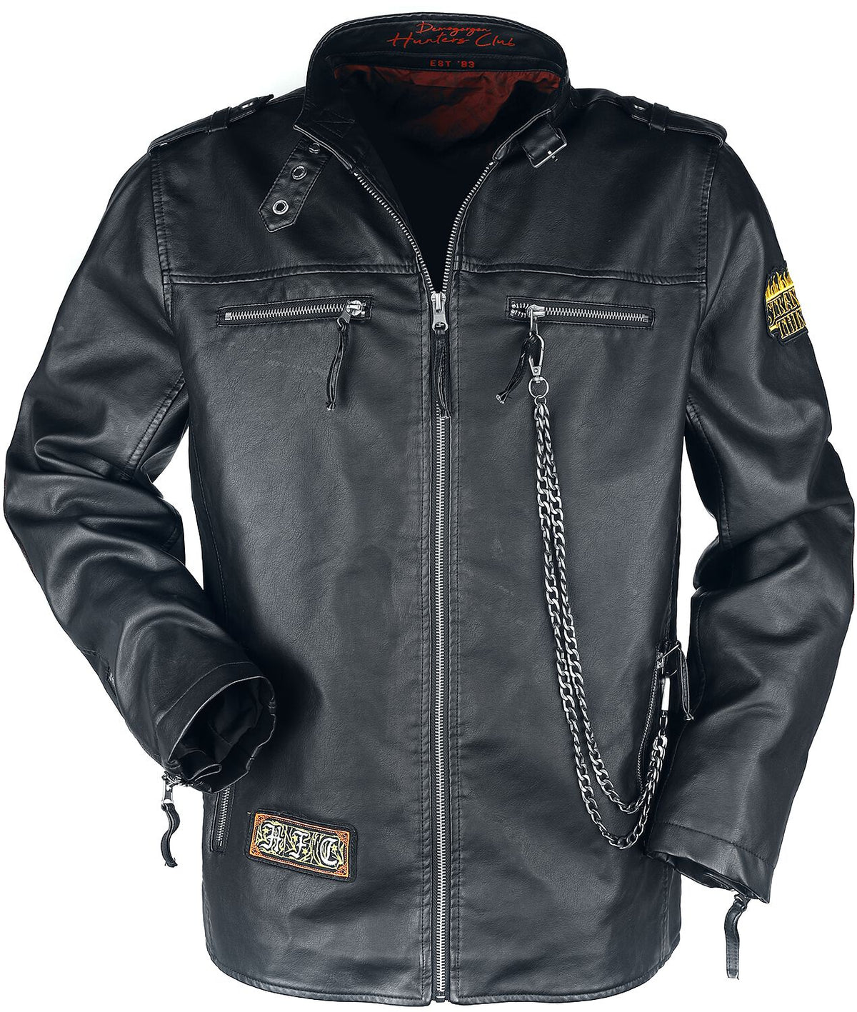 Veste en imitation cuir  de Stranger Things - Hellfire Club - S à XXL - pour Homme - noir - Stranger Things