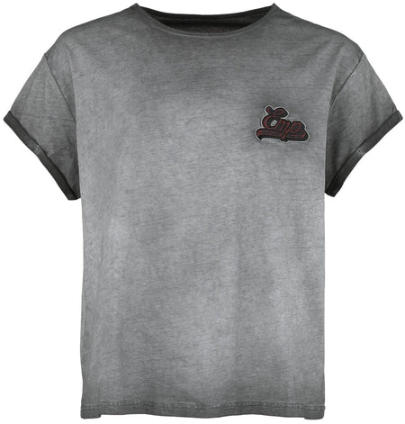 T-Shirt Manches courtes  de Collection Premium EMP - T-shirt avec broderie EMP & délavage - S - pour Femme - noir - Collection Premium EMP