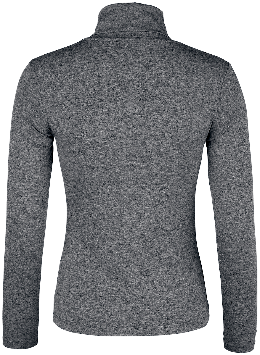T-shirt manches longues  de Collection EMP Stage - Col roulé avec imprimé EMP - S à XL - pour Femme - gris chiné - Collection EMP Stage - View 2