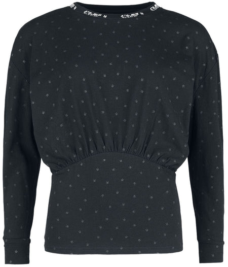 T-shirt manches longues  de Collection EMP Stage - Haut manches longues avec imprimé intégral rock hand - XS à XL - pour Femme - noir - Collection EMP Stage