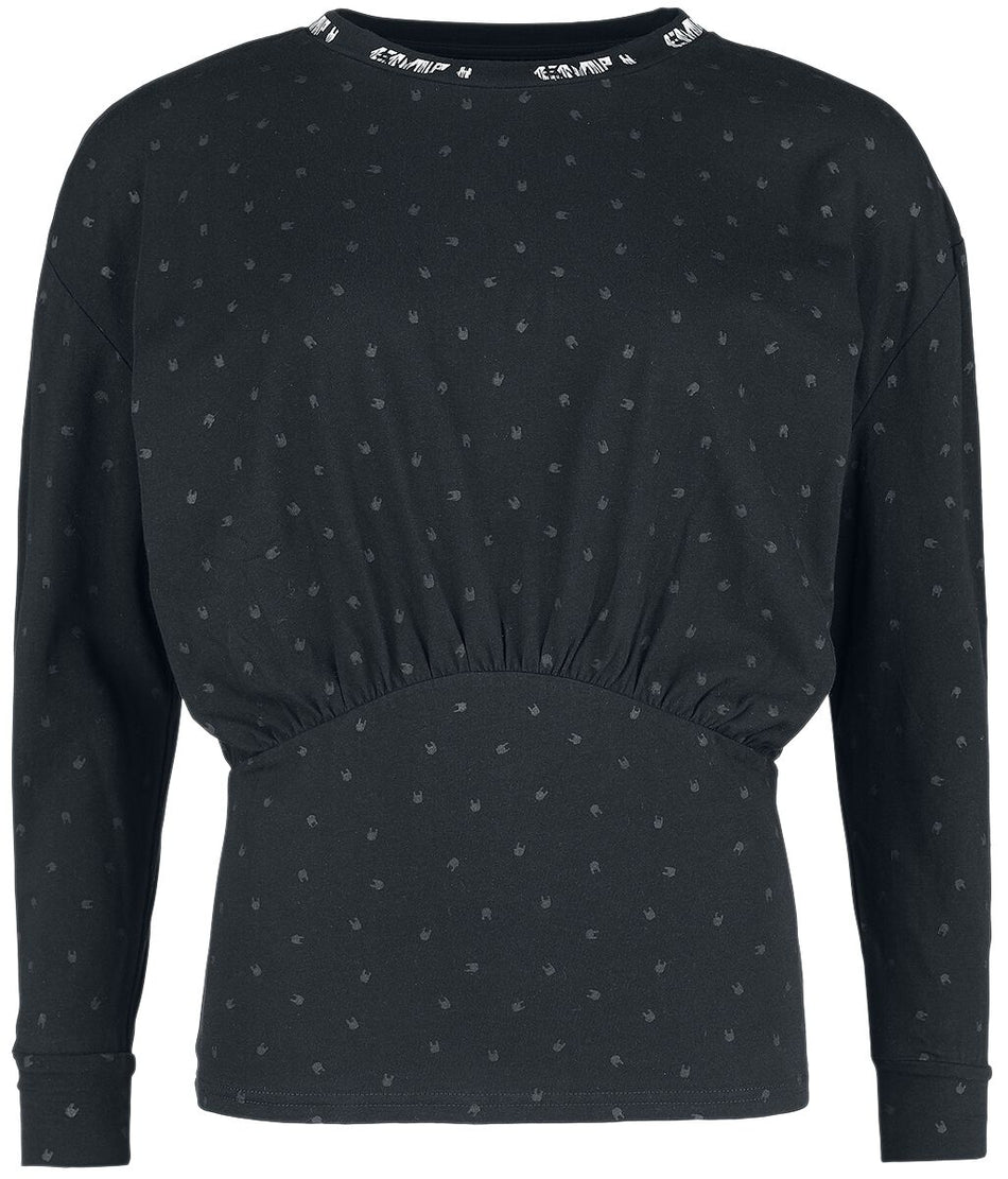 T-shirt manches longues  de Collection EMP Stage - Haut manches longues avec imprimé intégral rock hand - XS à XL - pour Femme - noir - Collection EMP Stage