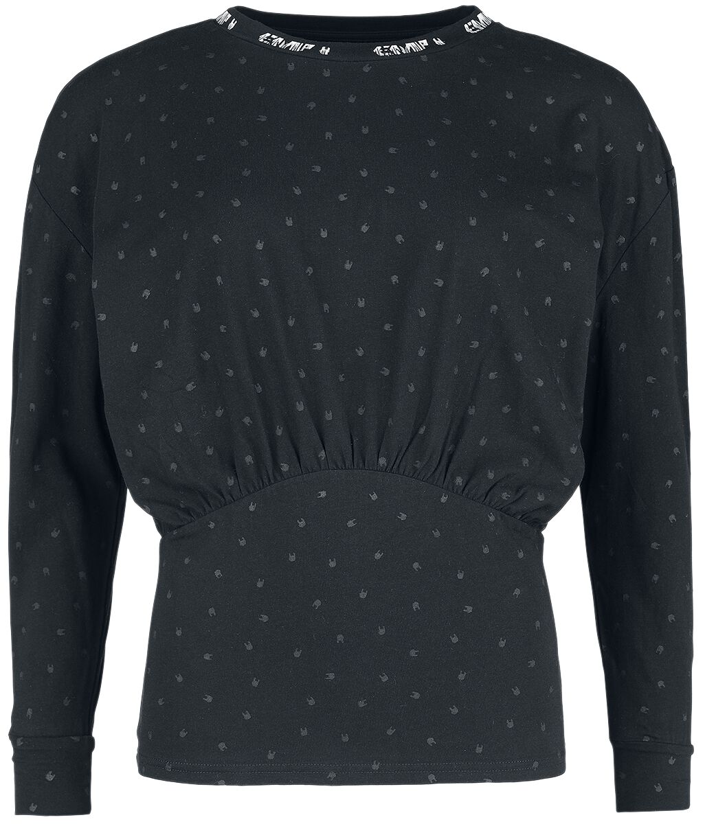 T-shirt manches longues  de Collection EMP Stage - Haut manches longues avec imprimé intégral rock hand - XS à XL - pour Femme - noir - Collection EMP Stage