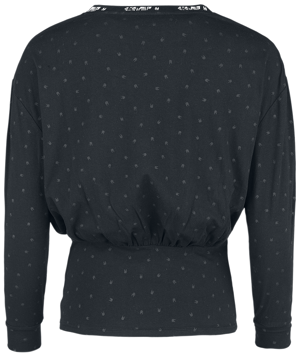 T-shirt manches longues  de Collection EMP Stage - Haut manches longues avec imprimé intégral rock hand - XS à XL - pour Femme - noir - Collection EMP Stage - View 2