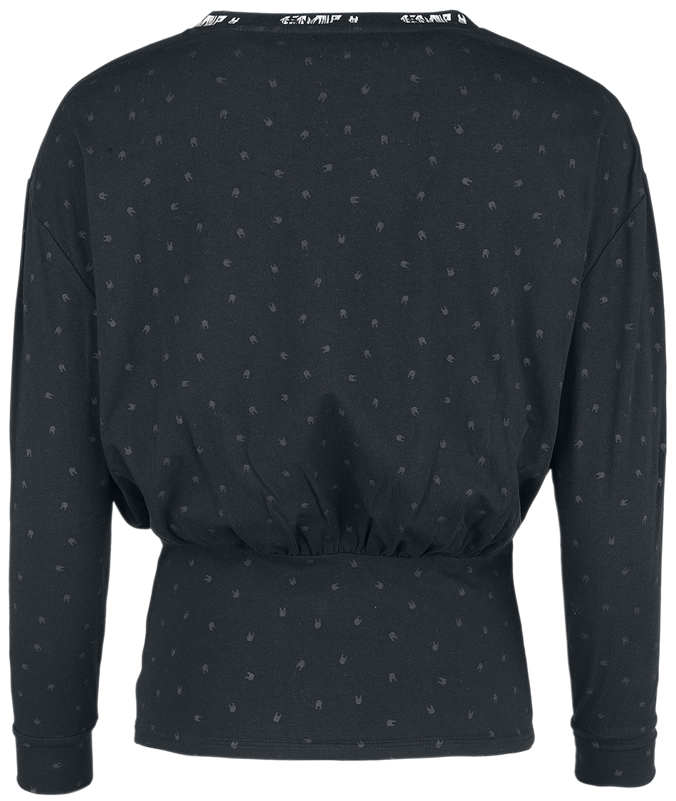 T-shirt manches longues  de Collection EMP Stage - Haut manches longues avec imprimé intégral rock hand - XS à XL - pour Femme - noir - Collection EMP Stage - View 2