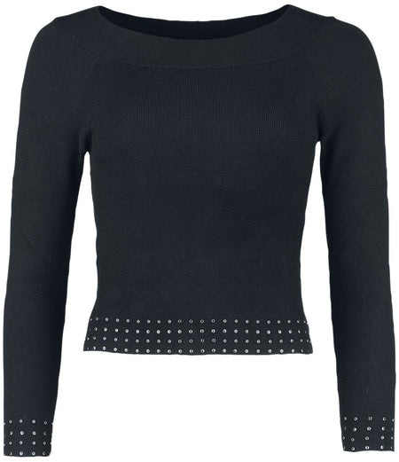 Pull tricoté  de Black Premium by EMP - Sweat Clouté - L à XXL - pour Femme - noir - Black Premium by EMP