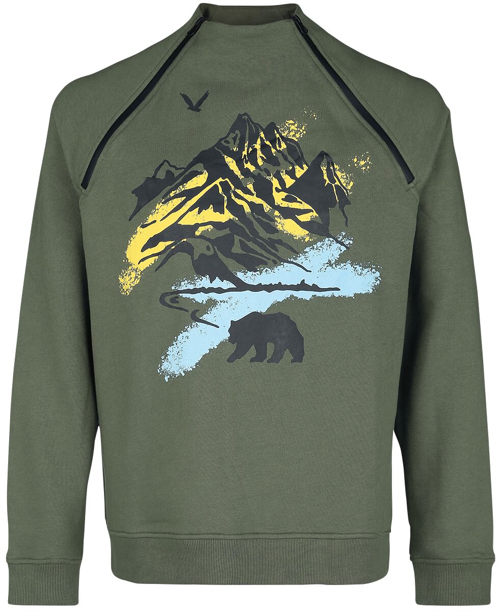 Sweat-shirt  de RED by EMP - Sweat avec fermetures Éclair latérales - S à XL - pour Homme - vert foncé - RED by EMP