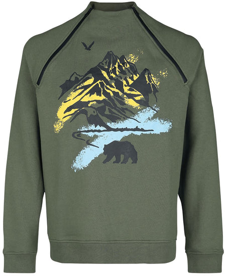 Sweat-shirt  de RED by EMP - Sweat avec fermetures Éclair latérales - S à XL - pour Homme - vert foncé - RED by EMP