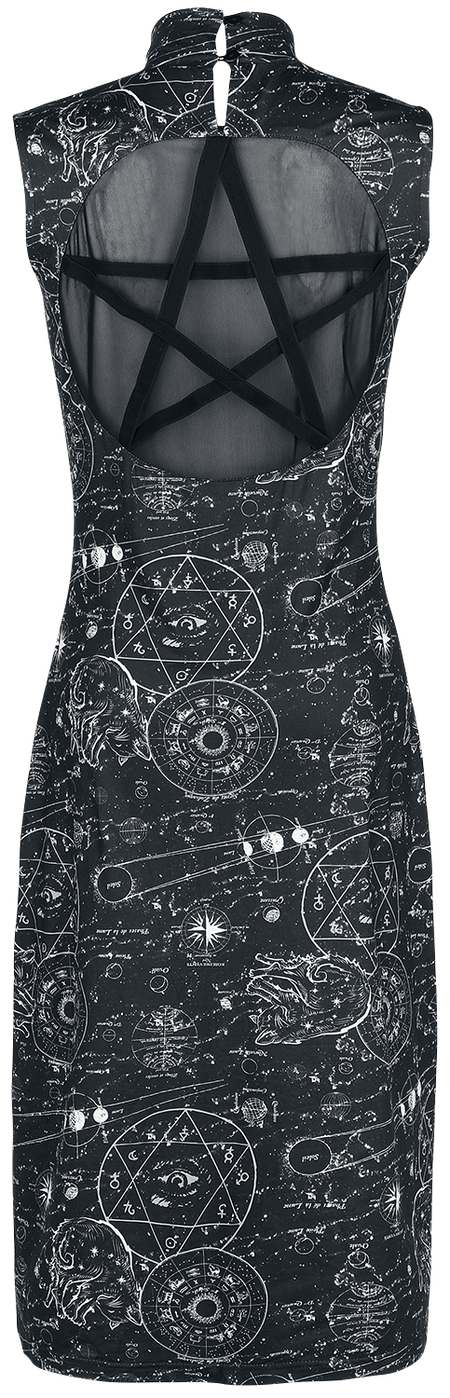 Robe mi-longue Gothic de Jawbreaker - Robe Mi-Longue Fourreau Alchemy Cat - L - pour Femme - noir/blanc - Jawbreaker - View 2