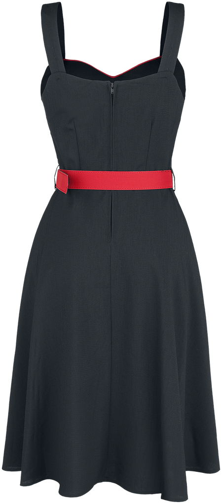 Robe mi-longue Rockabilly de Voodoo Vixen - Robe Évasée Boutonnée Queen Heart - XS à 4XL - pour Femme - noir/rouge - Voodoo Vixen - View 2