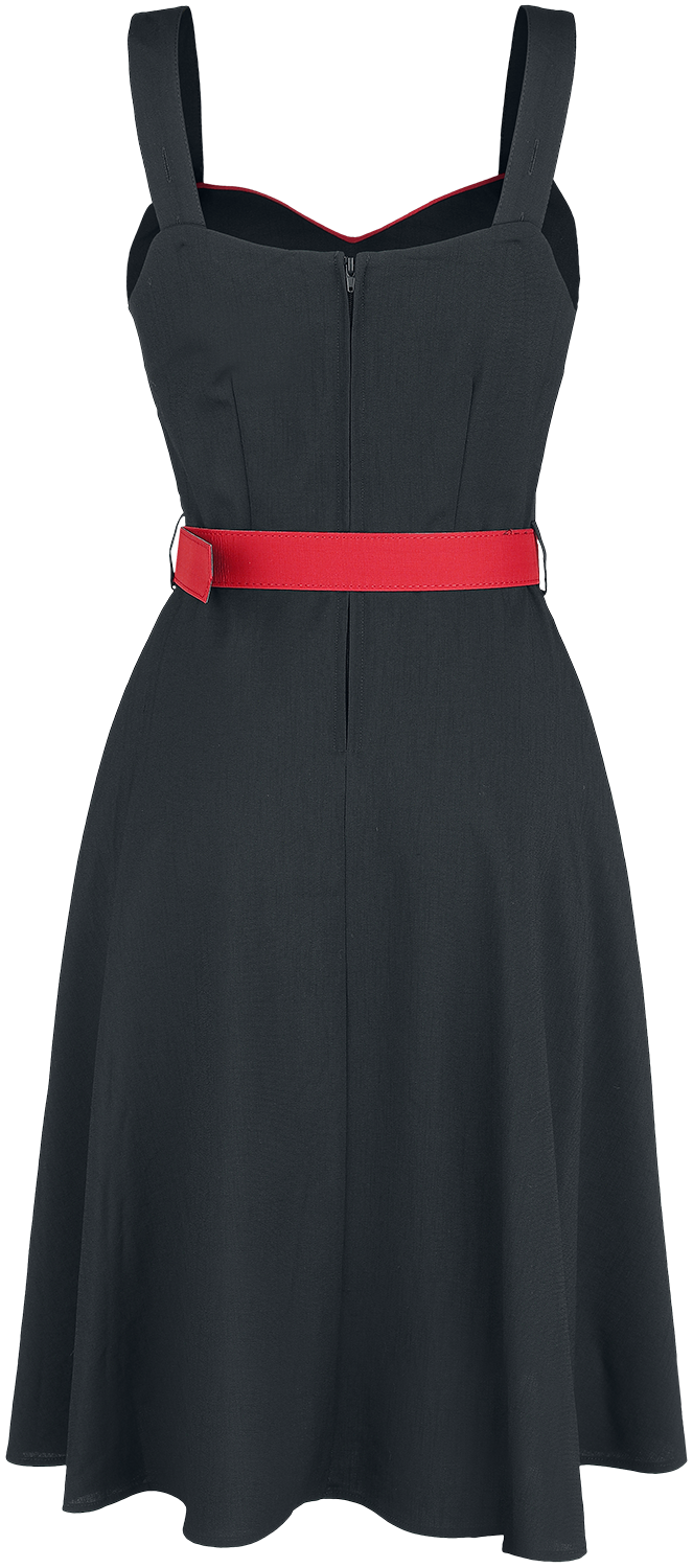 Robe mi-longue Rockabilly de Voodoo Vixen - Robe Évasée Boutonnée Queen Heart - XS à 4XL - pour Femme - noir/rouge - Voodoo Vixen - View 2