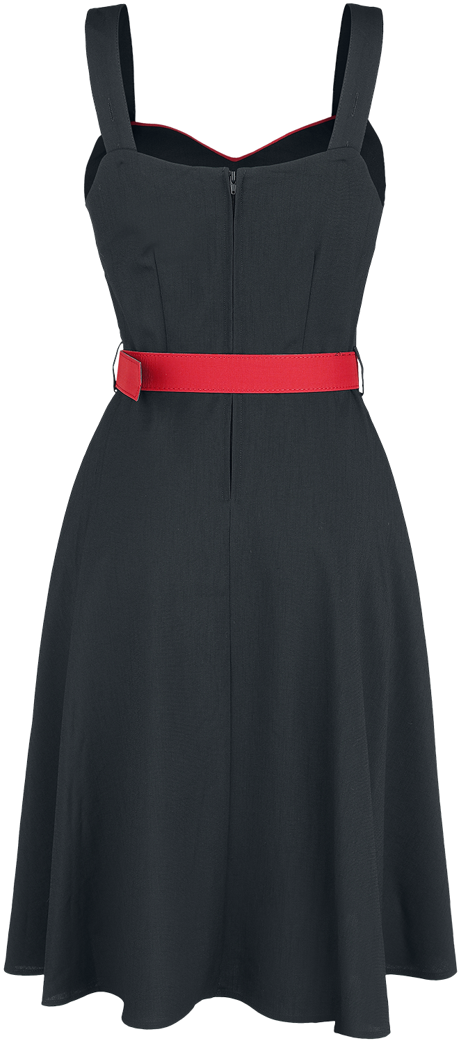 Robe mi-longue Rockabilly de Voodoo Vixen - Robe Évasée Boutonnée Queen Heart - XS à 4XL - pour Femme - noir/rouge - Voodoo Vixen - View 2