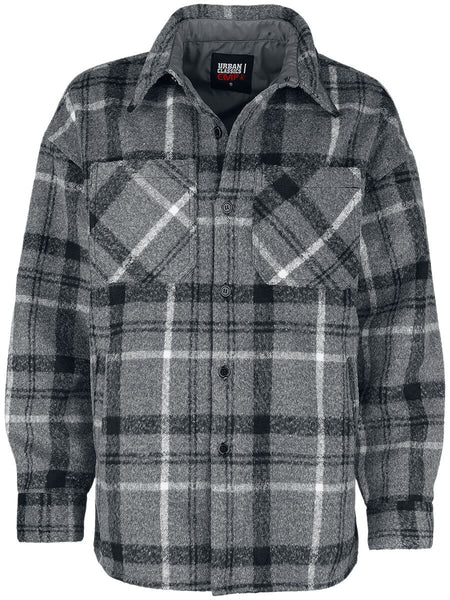 Chemise en flanelle  de Collection Spéciale EMP - Collection Spéciale EMP X Urban Classics - Chemise bûcheron unisexe - M à XXL - pour Femme - gris - Collection Spéciale EMP